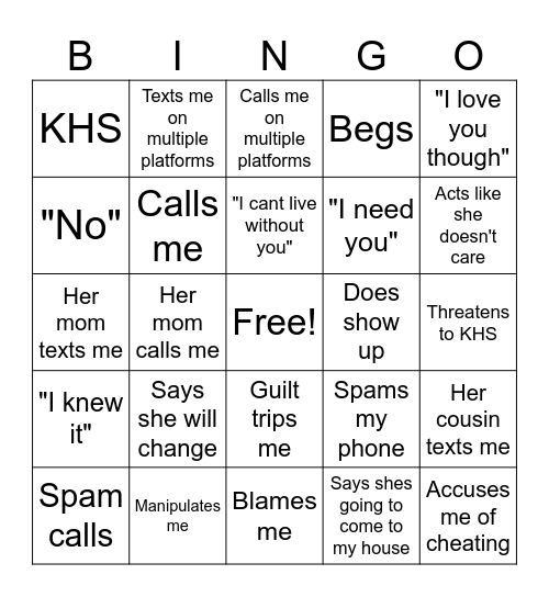 What will Ava do/say? Bingo Card
