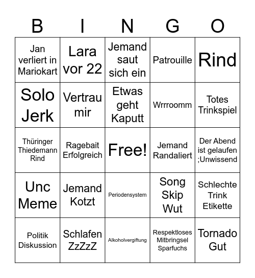 Juli Bingo Card
