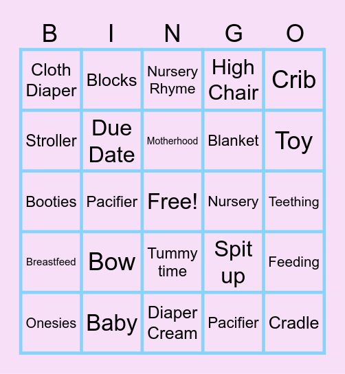 Gender Reveal Bingo Card