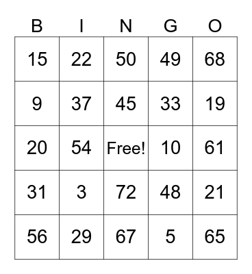 Sidwell Friends Bingo Card