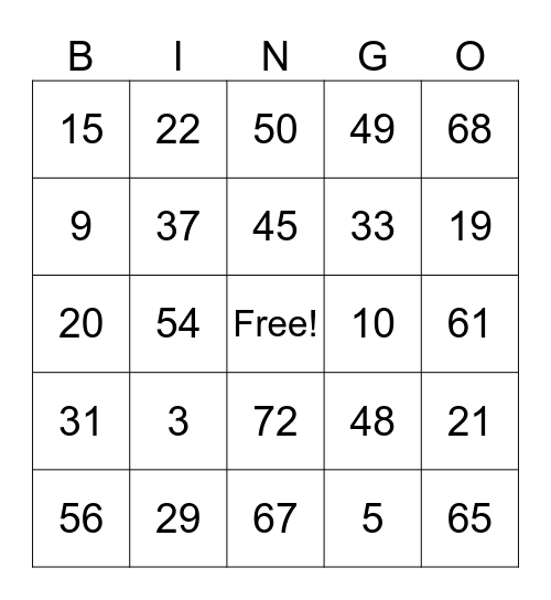 Sidwell Friends Bingo Card