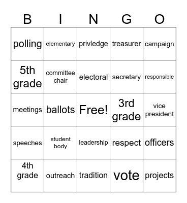 Student Council Bingo Card