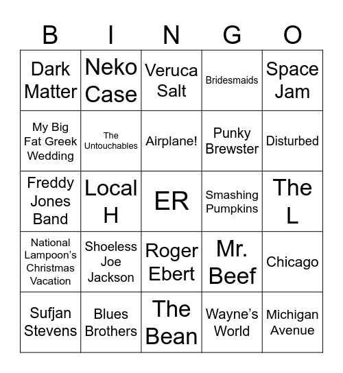 Chicago Bingo Card