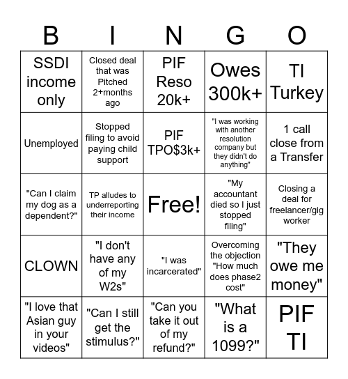TaxAdvisor BINGO Card