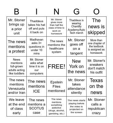 GOV DE BINGO Card