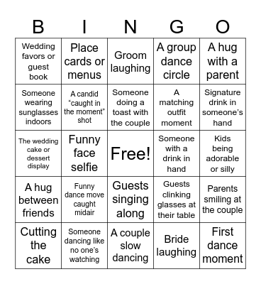 Brandi & Matt's wedding bingo Card