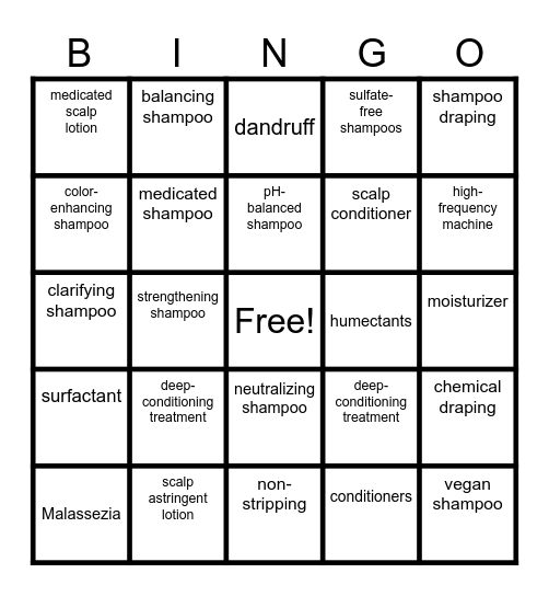 Barbering: Hair and Service Preparation Bingo Card