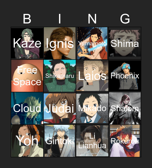 Upper text Bingo Card