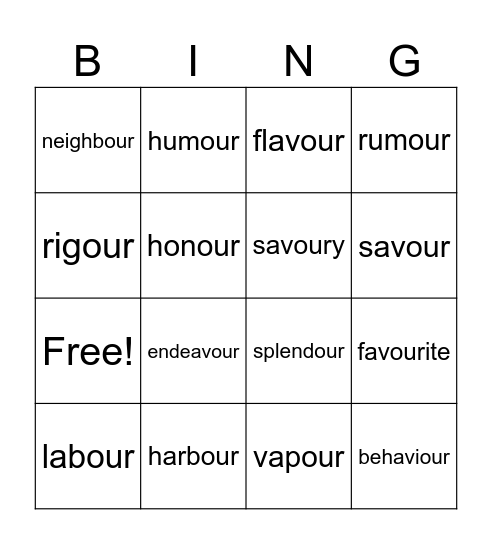 Yellow Group Bingo Card