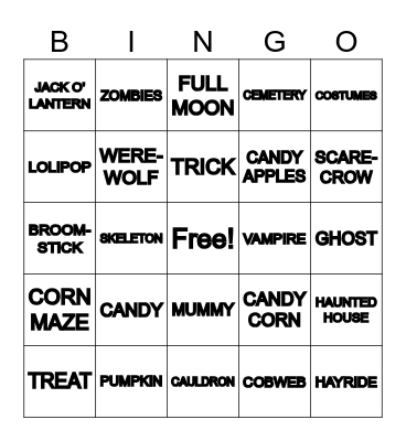 TRICK OR TREAT Bingo Card