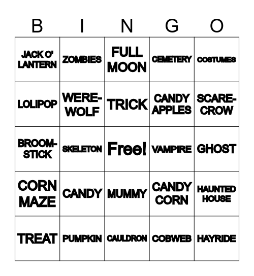 TRICK OR TREAT Bingo Card