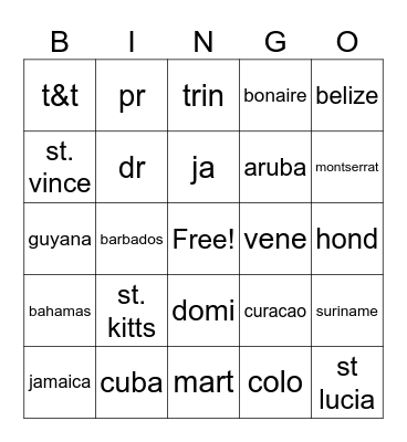 Island Bingo Card