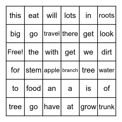 Apples Want Water Bingo Card