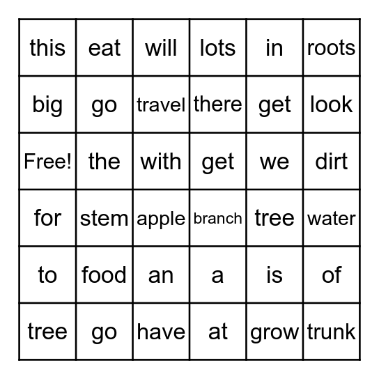 Apples Want Water Bingo Card