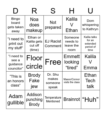 Seminar Bingo Card