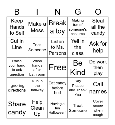 Stop Go Bingo Card