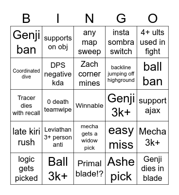 Black Team Bingo Card