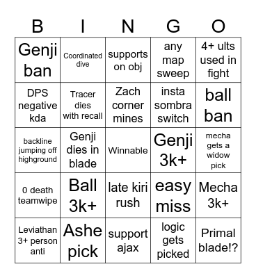 Black Team Bingo Card