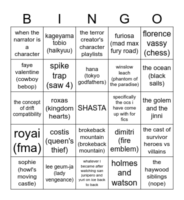 chris roxast blorbo circus Bingo Card
