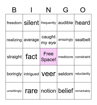 Vocabulary Bingo Card