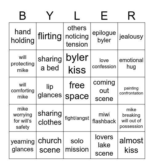 byler bingo Card