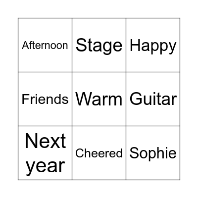 School Festival Bingo Card