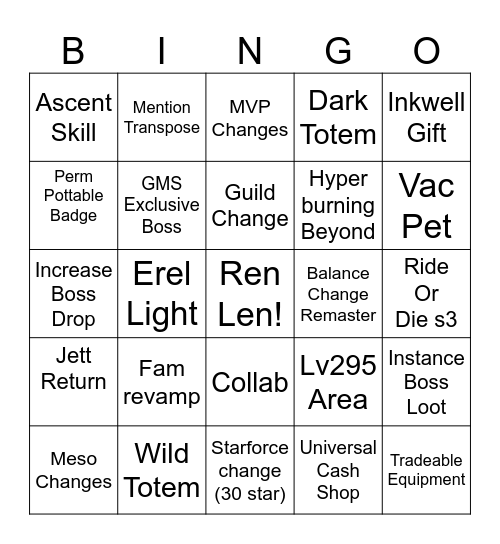 MapleCon Bingo Card