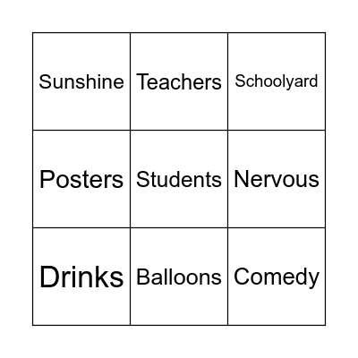School Festival Bingo Card