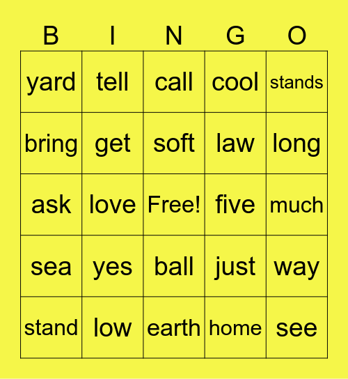 List 15,16 Bingo Card