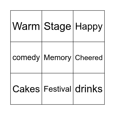 School Festival Bingo Card
