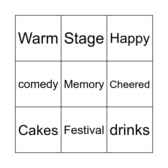 School Festival Bingo Card