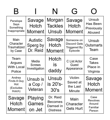 Criminal Minds Bingo Card