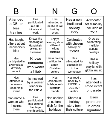ICEBREAKER BINGO Card