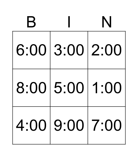 HIGH SCHOOL TIME Bingo Card