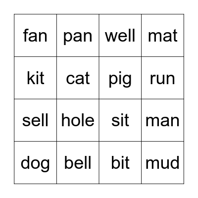 Phonics bingo Card