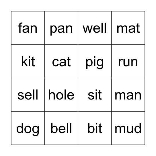 Phonics bingo Card