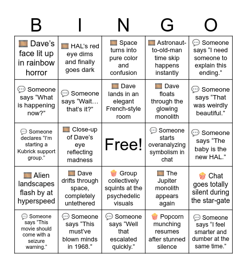 2001: A Space Odyssey – Part 2 🎞️ Movie • 💬 Chat • 🍿 Vibe Bingo Card