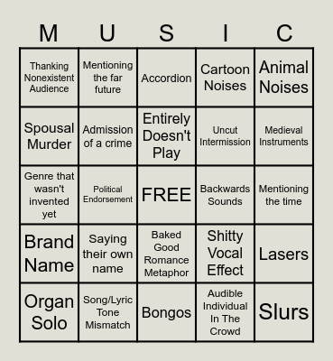 Record Bingo Card