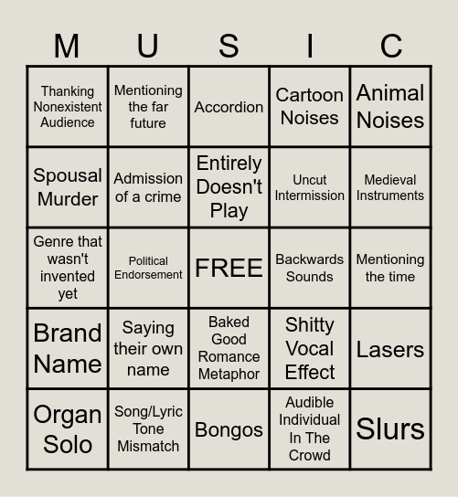 Record Bingo Card