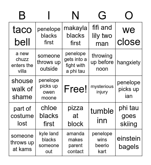 babygirls halloweekend Bingo Card