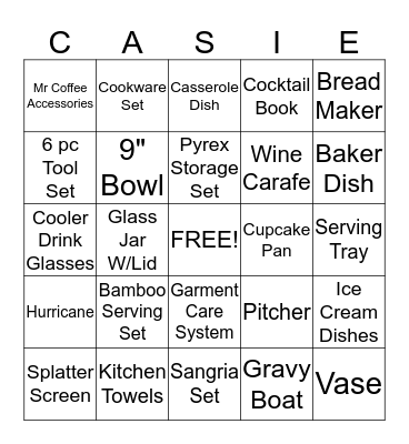 CASIE'S GIFT BINGO Card