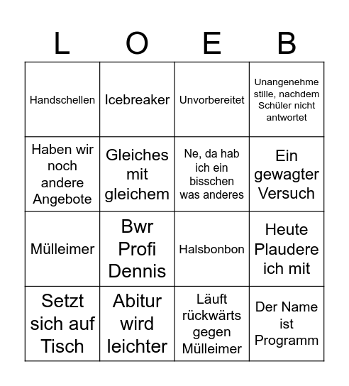 Loeb Bingo Card