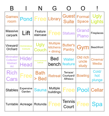 Rich Person Bingoo Bingo Card
