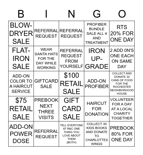 Ruby and Clover Holiday Bingo Card