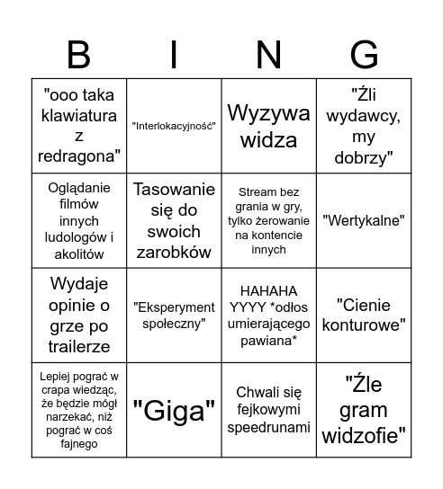 Kiszakowe bingo Card