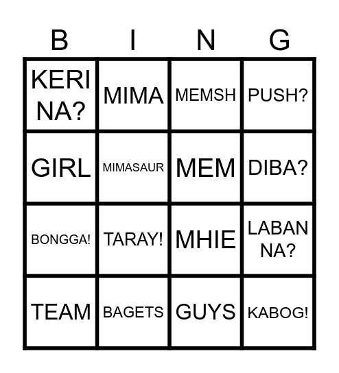 Cluster Regina Wisdom Words Bingo Card