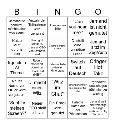 BINGO - AOE Group Townhall Bingo Card