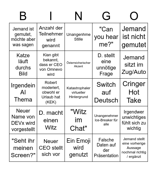 BINGO - AOE Group Townhall Bingo Card