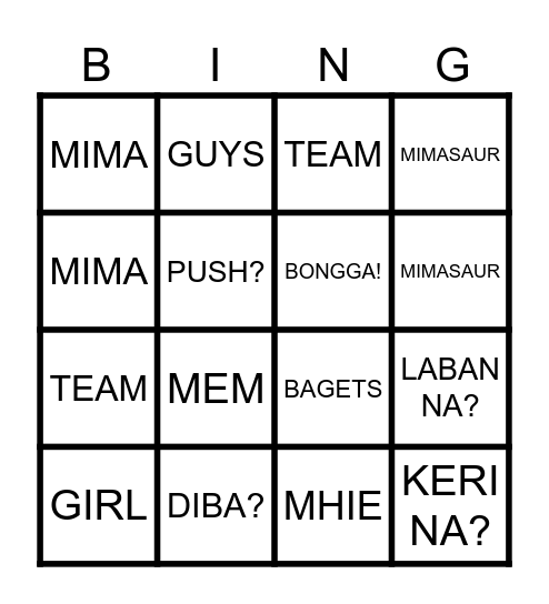 Cluster Regina Wisdom Words Bingo Card