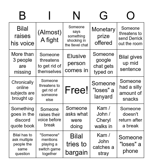 Biggy B BingoD Bingo Card